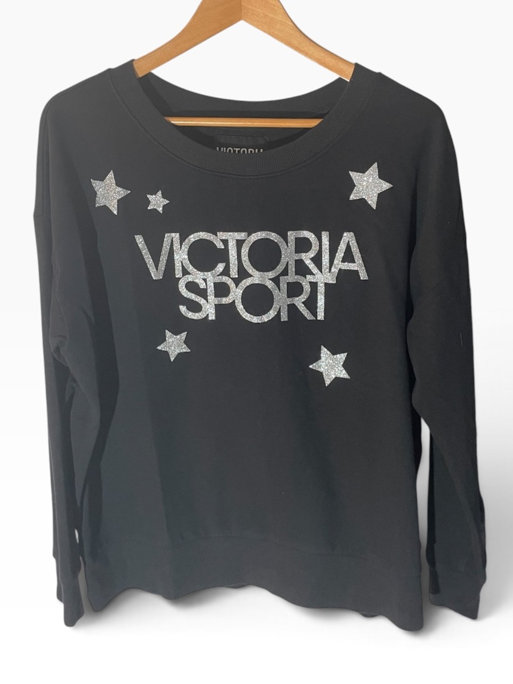 E3- Victoria’s Secret Sport Black Logo Sweatshirt with Silver Stars